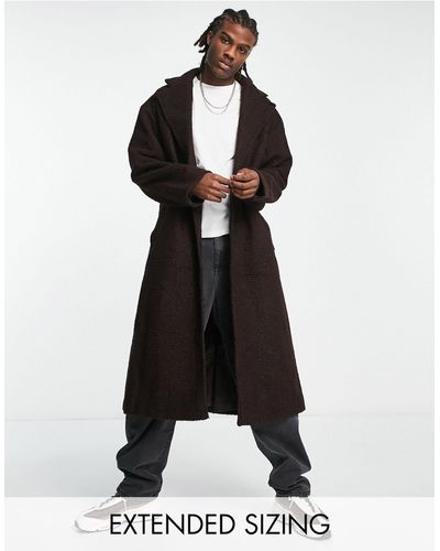 Collusion Longline Textured Overcoat - Brown
