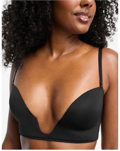 ASOS Microfibre Moulded Open Front Plunge Bra - Black