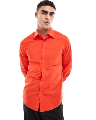 ASOS Smart Wide Revere Shirt Collar - Red