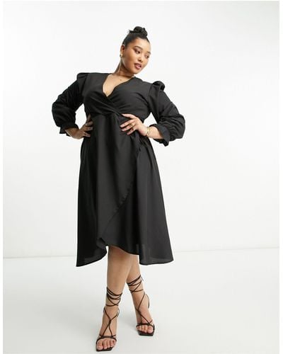 AX Paris Wrap Midi Dress - Black