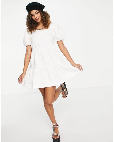 Urban Bliss Aangerimpelde Denim Mini-jurk - Wit