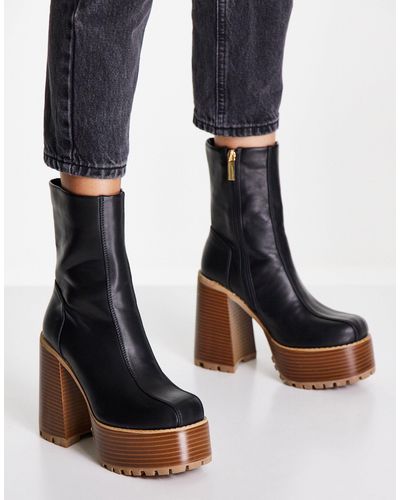 ASOS Emotive High-heeled Platform Ankle Boots - Black