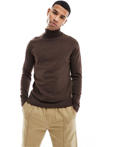 New Look Roll Neck Jumper - Brown