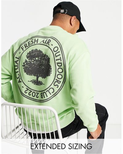 ASOS Asos Actual - Oversized Sweatshirt Met 'fresh Air' Print - Groen
