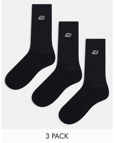 New Balance Confezione da 3 paia di calzini neri con logo ricamato - Nero