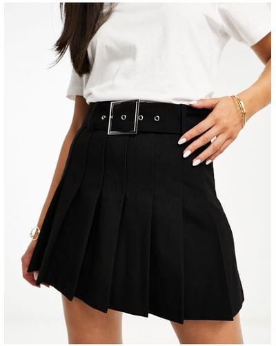 Stradivarius Tailored Pleated Mini Skirt - Black