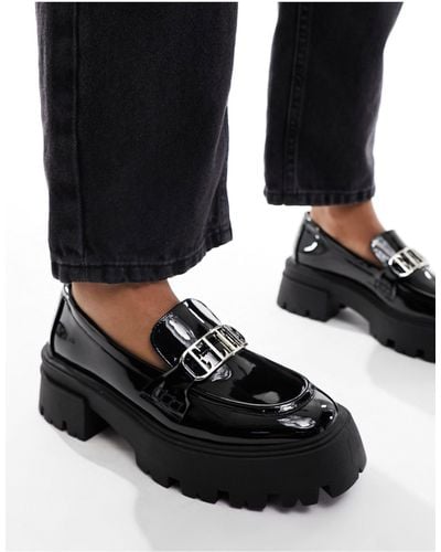 Elle Chunky Sole Loafers - Black