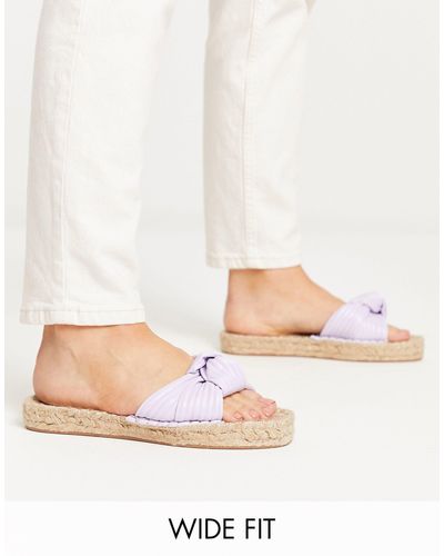 ASOS Wide fit - jade - mules style espadrilles avec nœud - lilas - Neutre