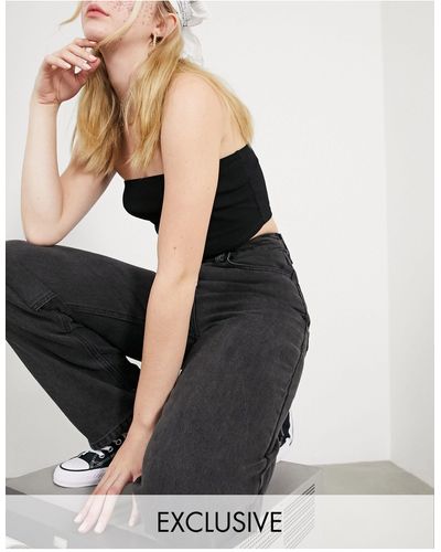 Collusion X014 - jeans dad extra larghi stile anni '90, colore slavato - Nero