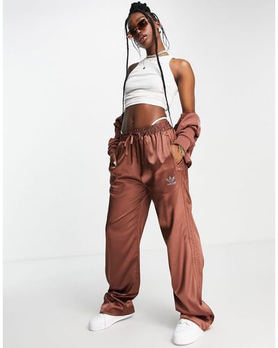 adidas Originals '2000s Luxe' Satin Wide Leg Trousers - Brown