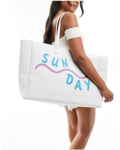 South Beach Sunday Canvas Tote Bag - White