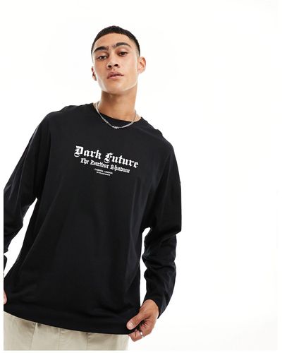 ASOS Asos Dark Future Oversized Long Sleeve T-shirt - Black
