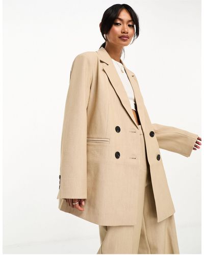 Y.A.S Tailored Double Breasted Blazer Co-ord - Natural