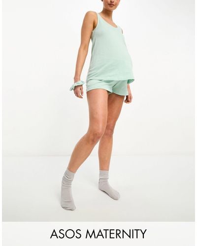 ASOS Asos design maternity – mix & match – exklusive pyjama-shorts aus baumwolle - Grün