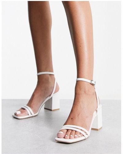 Truffle Collection Square Toe Block Heel Barely There Sandals - White