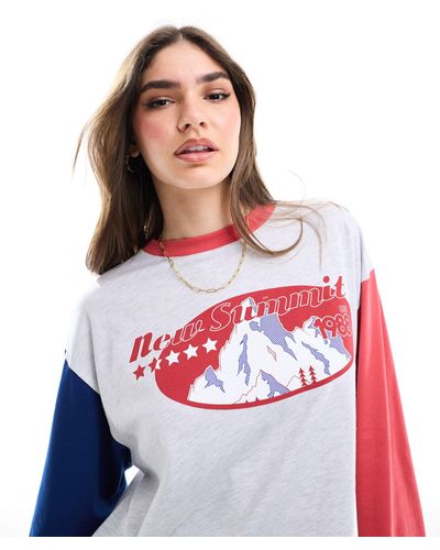 ASOS Long Sleeve Top With Mountain Graphic - White