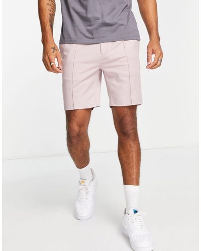 TOPMAN Slim Pintuck Shorts - Pink