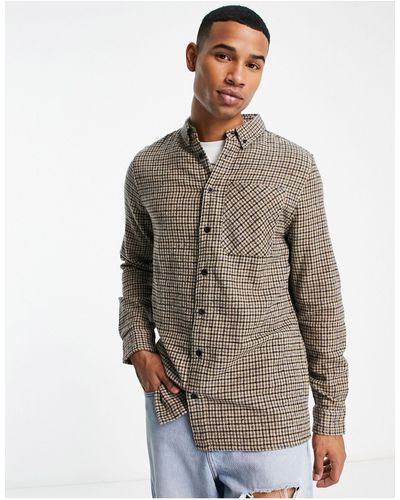 Threadbare Heritage Check Overshirt - Brown