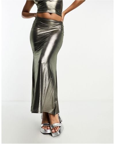 Miss Selfridge Column Maxi Skirt Co-ord - Metallic