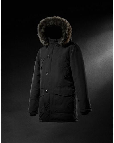 Superdry Everest Faux Fur Hooded Parka Coat - Black