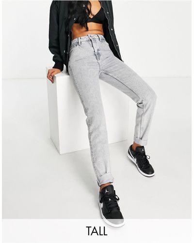River Island River Island - Tall - Mom Jeans Met Hoge Taille - Grijs