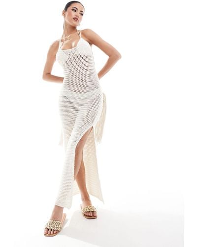 Miss Selfridge Crochet Strappy Maxi Dress - White