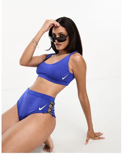 Nike Icon sneakerkini - top bikini con scollo rotondo - Blu