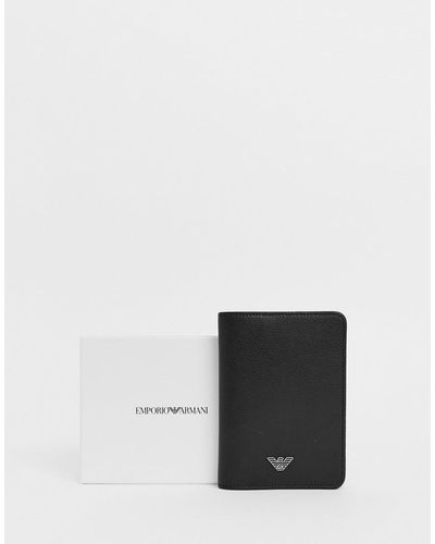 Armani Emporio Leather Passport Holder - Black