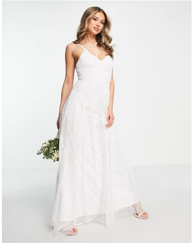 Beauut Bridal Cami Embellished Maxi Dress With Train - White