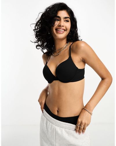 Lindex Reggiseno t-shirt bra push up a coste - Bianco