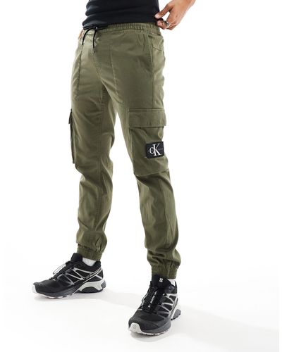 Calvin Klein Skinny Washed Cargo Trousers - Green