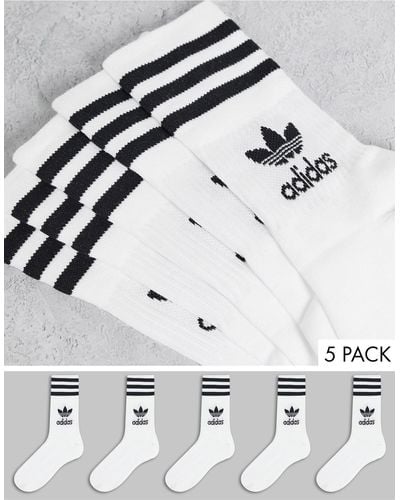 adidas Originals Adicolor 5 Pack Crew Socks - White