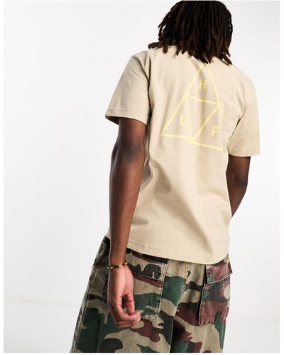 Huf Set - t-shirt avec logo trois triangles ton sur ton - beige - Noir