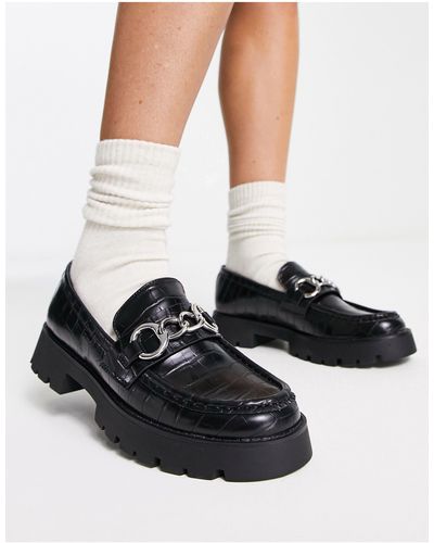 Pull&Bear Lakleren Loafers Met Croc Textuur - Zwart