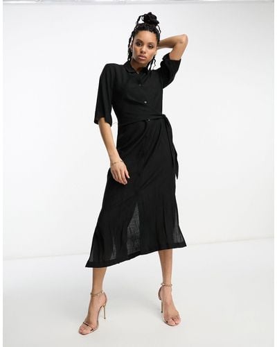 & Other Stories Twist Detail Midi Shirt Dress - Black