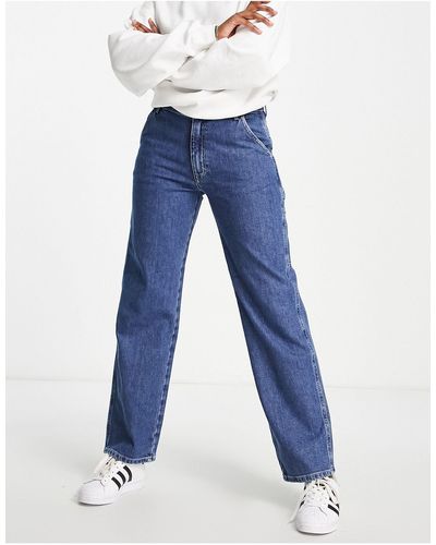ONLY High Waisted Carpenter Jeans - Blue