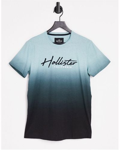 Hollister Camiseta color menta con degradado técnico y logo - Verde