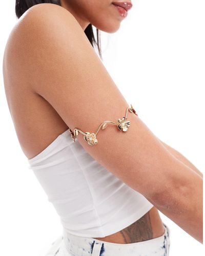ASOS Arm Cuff With Floral And Leaf Design - White