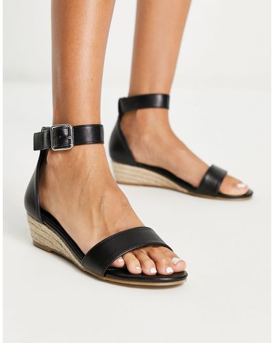 Glamorous Low Wedge Sandals - Black