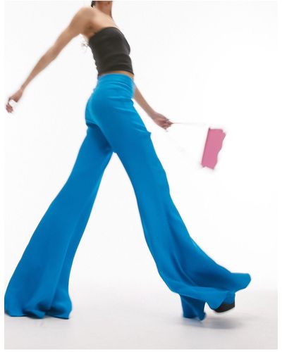 TOPSHOP Premium Limited Edition Flared Pants - Blue