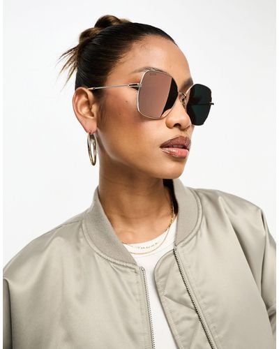 DIFF Diff - iris - occhiali da sole oversize rotondi con lenti polarizzate - Bianco
