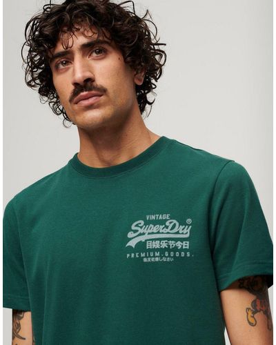 Superdry – vintage – retro-t-shirt - Grün