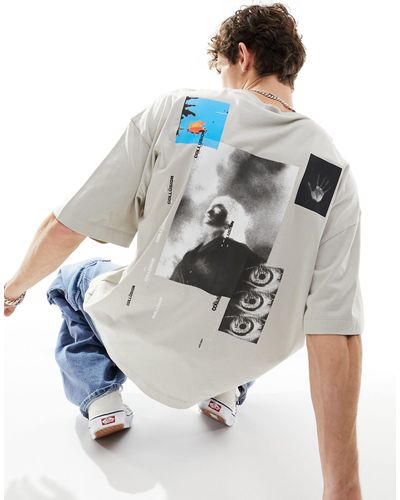 Collusion T-shirt grigia a maniche corte con logo e grafica tecnica - Grigio