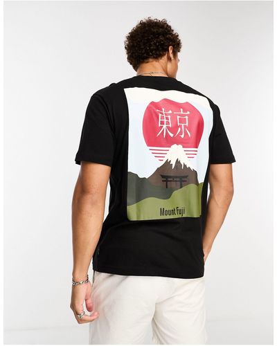 Only & Sons Oversized T-shirt Met Japanse Bergprint - Zwart