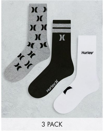 Hurley Set Van 3 Paar Halfhoge Sokken Met Motieven - Wit