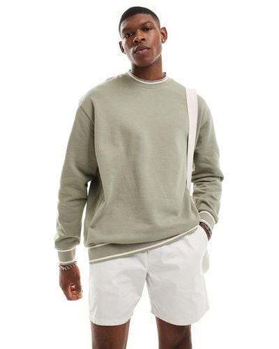 ASOS Oversized Sweatshirt With Tipping Details - Natural