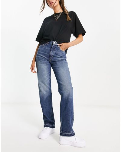 Weekday Rowe - Jeans Met Extra Hoge Taille En Rechte Pijpen - Blauw