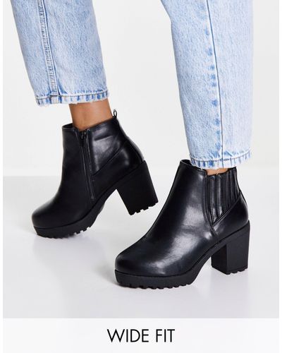 Simply Be Simply Be Extra Wide Fit Amberley Chunky Heeled Ankle Boots - Blue