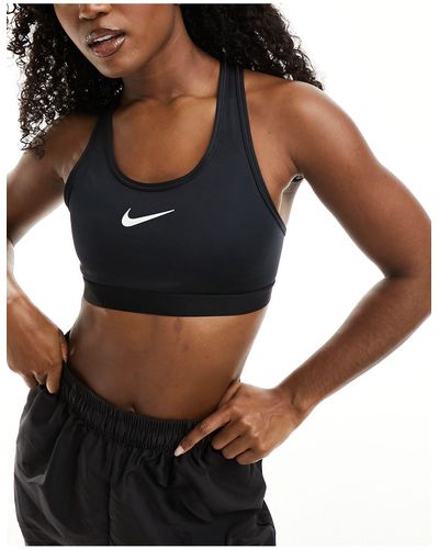 Nike Reggiseno sportivo a sostegno elevato dri-fit con logo - Nero