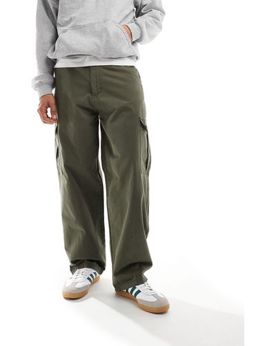 Dr. Denim Kobe - pantaloni cargo ampi a vita medio alta color timo kaki - Verde